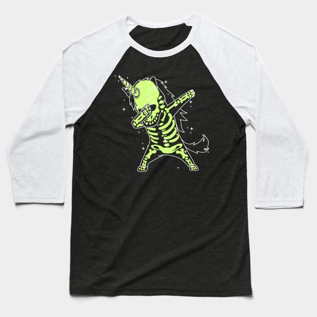 Dabbing Unicorn Skeleton Shirt Dab Hip Hop X-Ray Glow Effect Baseball T-Shirt by vo_maria